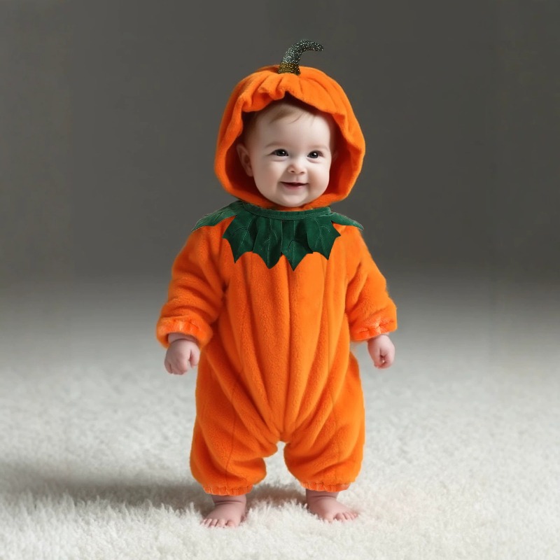Cotton Baby Onesies Zipper - Baby Romper met Pompoenmotief, Hoodie, Halloween