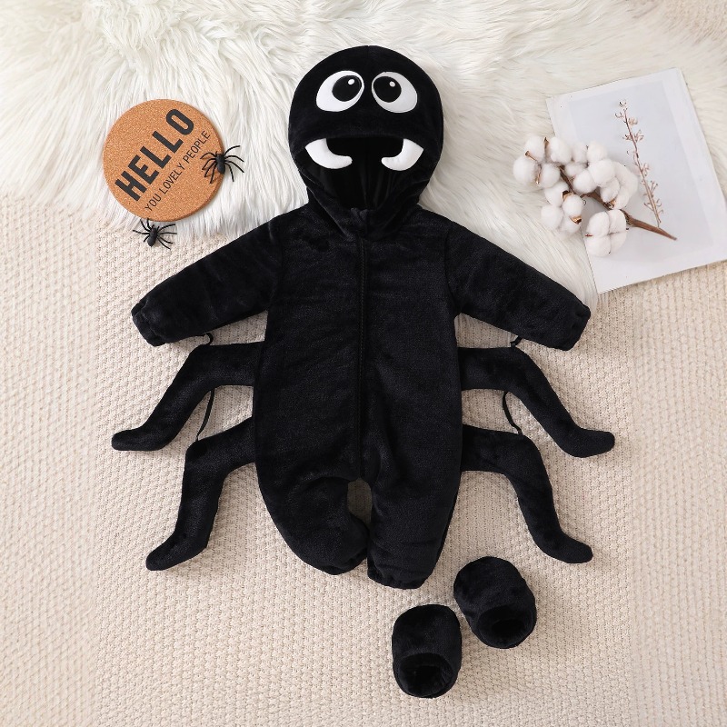 Cotton Baby Onesies Zipper - Zwarte Spider Romper voor pasgeboren baby's,