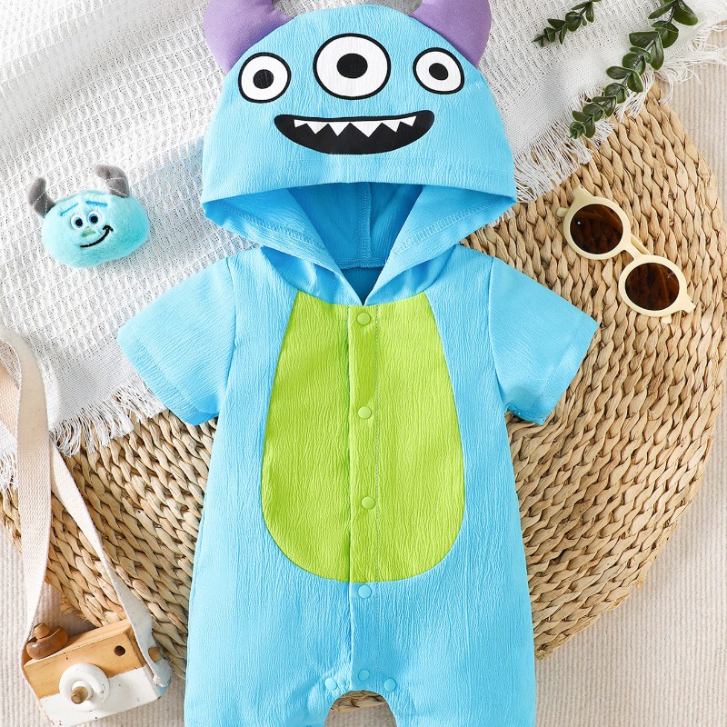 Baby Blauwe Monster Romper met - Cotton Baby Onesies Zipper recensie en prijs