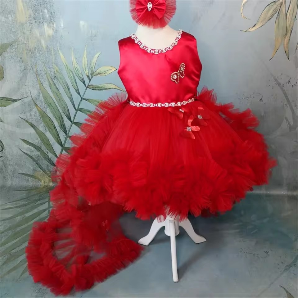 Aangepaste rode bloemenmeisjes - Toddler Girl Tulle Party Dress recensie en prijs