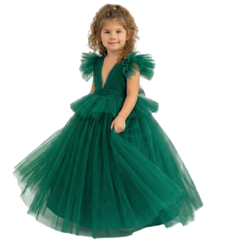 Smaragdgroene tule peuterjurk, - Toddler Girl Tulle Party Dress recensie en prijs